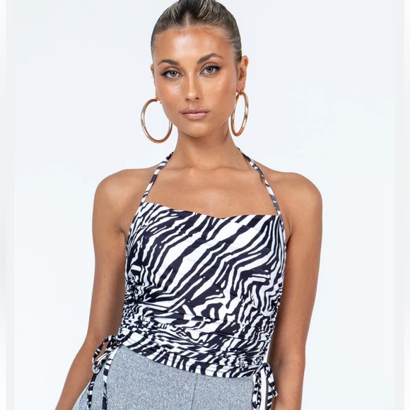 princess poly zebra print top size 2 - Picture 1 of 4
